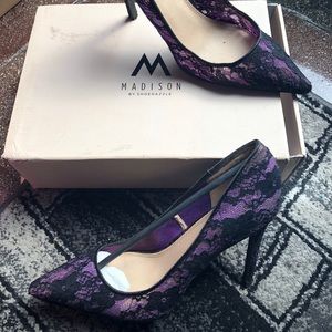 Purple lace high heeled stiletto